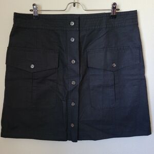 Black Button-Front Banana Republic Linen Blend Cargo Skirt NWT Knee Length